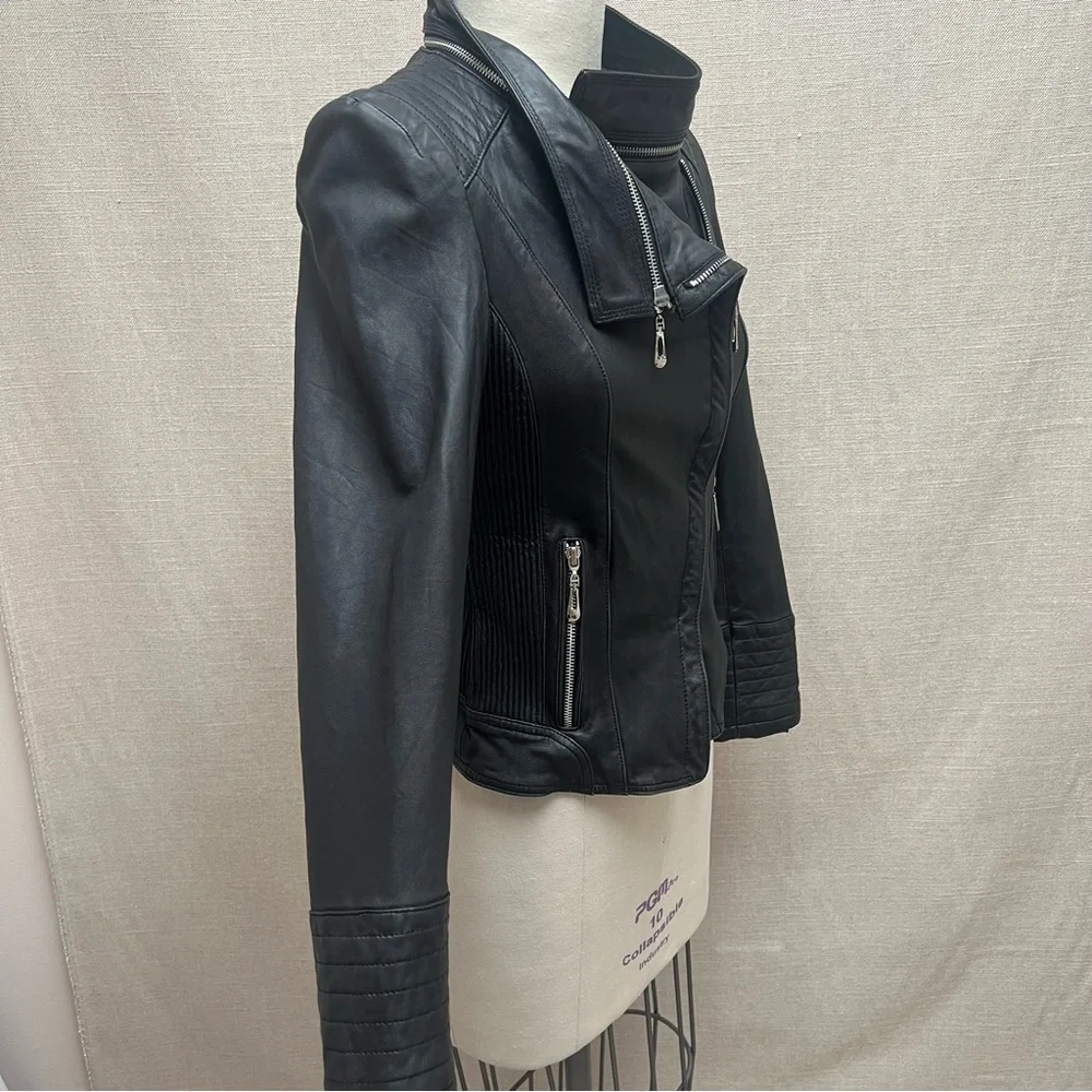 HanHou Queen Sheep Skin Leather Moto Style Jacket - Picture 4 of 15